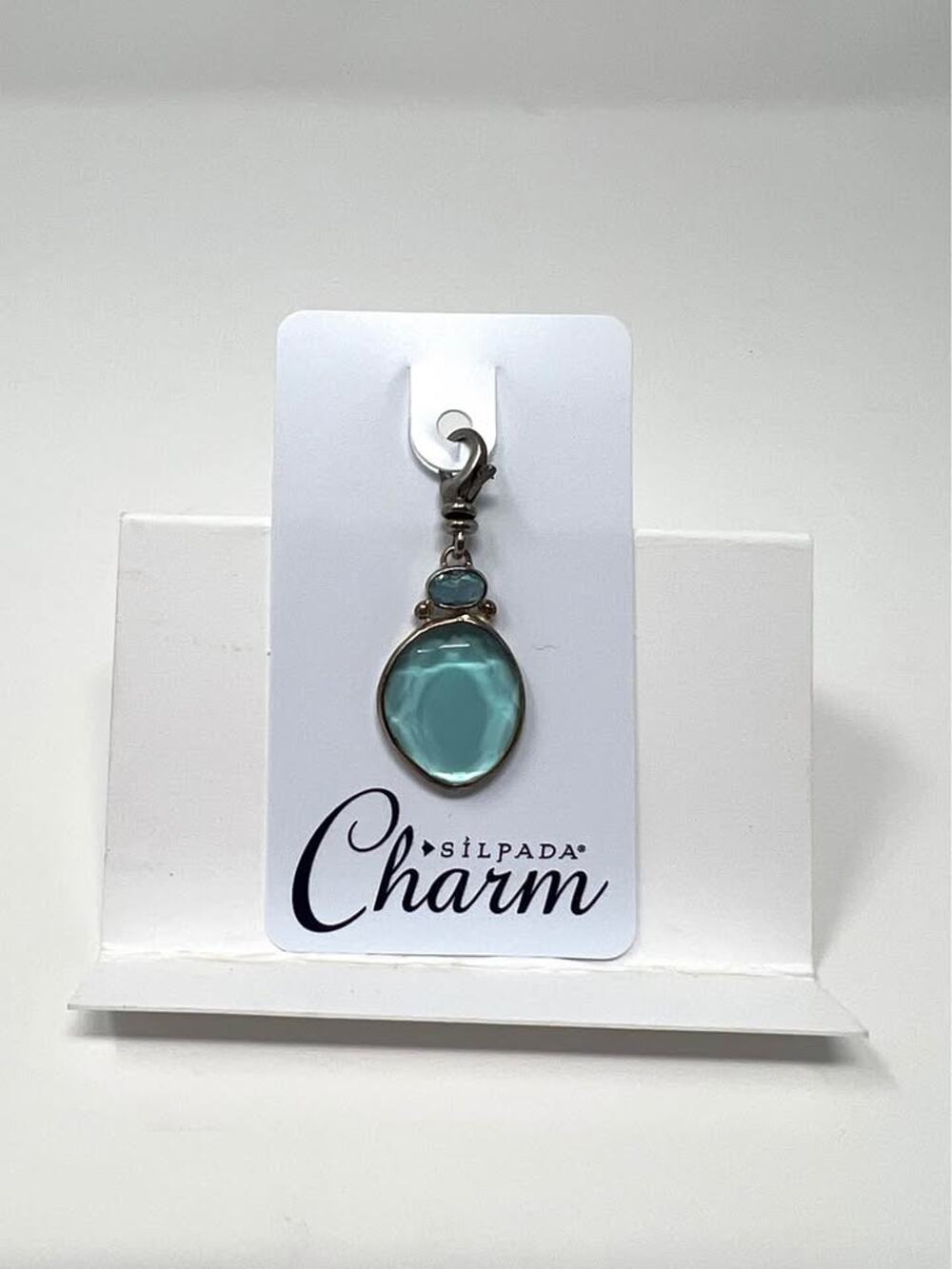 Retired 925 Silpada Sterling Silver Blue Chalcedony Quartz Charm Lobster Clasp